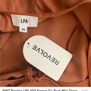 NWT Revolve LPA 604 Bronze Tie Back Mini Dress